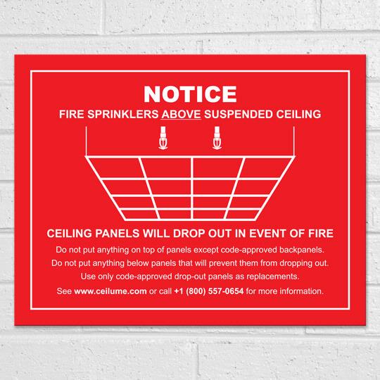 Drop-Out Ceiling Safety Sign