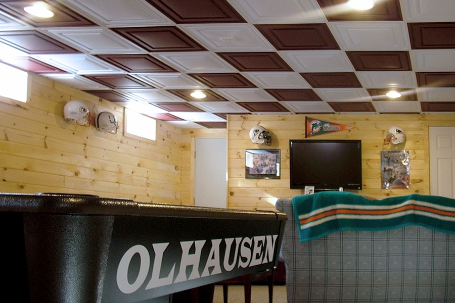 Checkers On The Ceiling Ceilume Attached You Will Find Pictures Of The Family Recreation Room Located In Basement An 1800 Square Foot Addition Added To Home A Couple Years Ago
