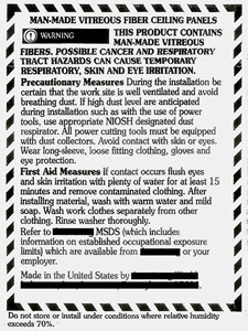 Mineral Fiber Warning Label